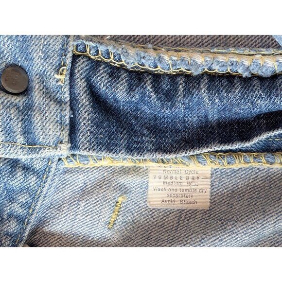 Vintage Lee Denim Flares 60s Patches Faded Worn Women's 30x30 Americana - Picture 7 of 9